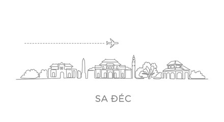 Obraz premium Sa c with Vietnam City skyline line art.