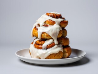 Gooey Stack of Frosted Cinnamon Rolls