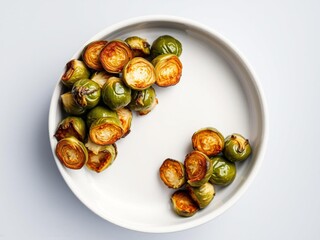 Roasted Brussels Sprouts on a White Plate