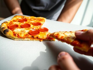 Sharing a Fresh Pepperoni Pizza