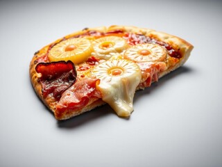 Slice of Hawaiian Pizza on White