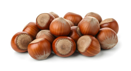 Obraz premium Delicious pile of fresh hazelnuts ready for baking, snacking, or culinary creations, offering a healthy, nutritious, and natural food option