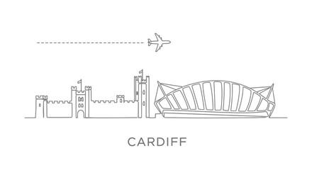 Obraz premium Cardiff Skyline Line Wales Travel.