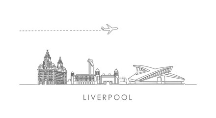 Liverpool Skyline with Minimalist, Cityscape, and England.