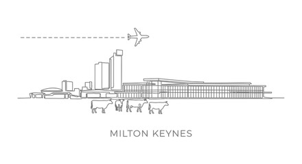 Obraz premium Milton Keynes Skyline City line art.