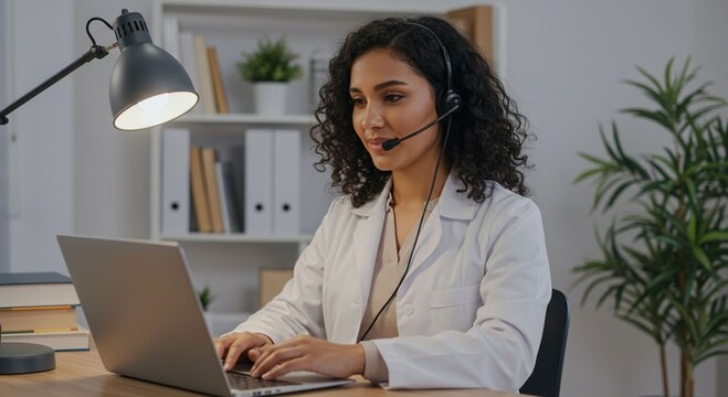 Female doctor in online consultation
