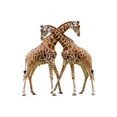 Fototapeta premium Two Wild Giraffes in the bushveldt of Africa generative AI