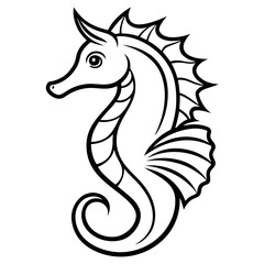 Obraz premium Seahorse Line Art / Outline Vector