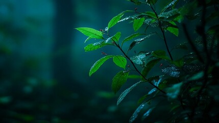 Dew-Kissed Leaves in Forest
