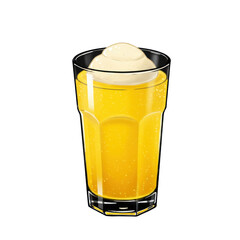Refreshing Yellow Drink with Creamy Topping in a Tall Glass.