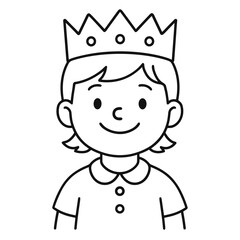 Cartoon girl wearing a crown and smiling in a simple style  