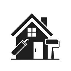 Home renovation editable flat stroke line art icon, Outline of house repair with elements. Vector illustration on a white background.