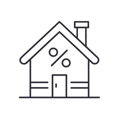 House with discount tag icon isolated on white background. Real estate home.