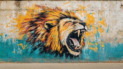 Roaring Lion Graffiti Mural