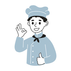 Illustration of a male chef giving a happy expression