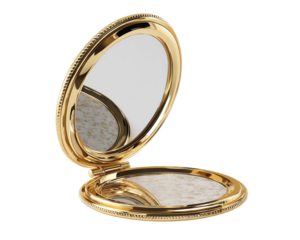 Cartoon eyes in golden oval mirror