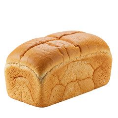Crusty artisan loaf of bread isolated on white background
