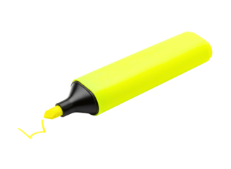 highlighter pen with ink mark isolated on transparent background