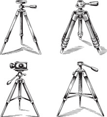Hand drawn style Tripod isolated on transparent background