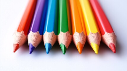 Row of Rainbow Colored Pencils, Red, Purple