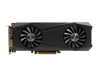 Gaming graphics card with blue and red led lighting isolated on transparent background