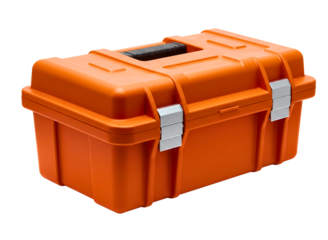 plastic toolbox with multiple compartments isolated on transparent background
