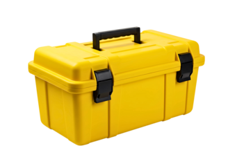 plastic toolbox with multiple compartments isolated on transparent background