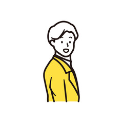 笑顔でいるビジネスマンの横向の上半身のシンプルなイラスト素材