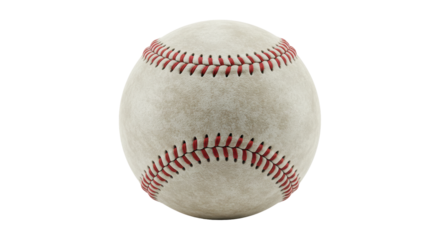 Close-up view of a vintage baseball with red stitching against a plain background