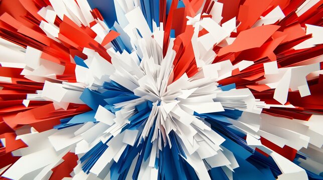 Burst of Red, White, and Blue Paper Shapes