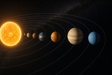 solar system with sun
