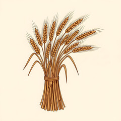 Fototapeta premium Golden wheat stalks bundled together in a rustic farm harvest scene, symbolizing abundance and natural growth, perfect for agricultural or food-related concepts.