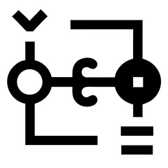 Abstract schematic diagram with circles squares and lines in a minimalist design style on transparent background