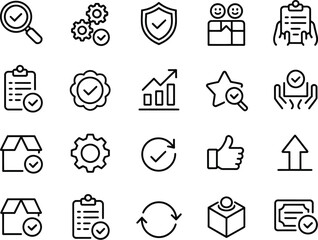 Fototapeta premium Quality control set of web icons in line style quality check computing icons