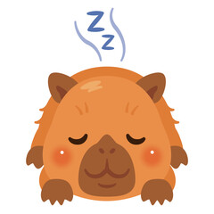 うつ伏せで眠るカピバラのイラスト