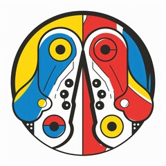 Obraz premium Circular graphic of two shoes, divided symmetrically