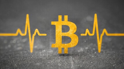 Dynamic bitcoin heartbeat illustrating cyclic patterns in the financial market with sine wave overlay design concept