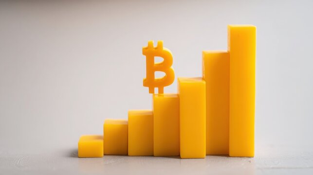 A dollar sign overlaid on a bar chart illustrating the rising trends in bitcoin macd histogram and financial analysis