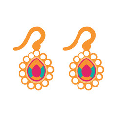 Fototapeta premium Jewelry drop earring flat icons set of diamond gold fashion expensive accessories isolated vector, illustration with background