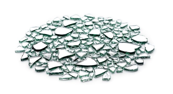Pile of Glass Pieces on White