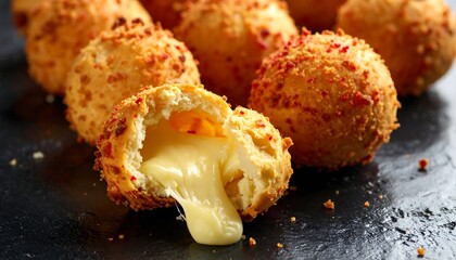 Close-up of cheesy bites