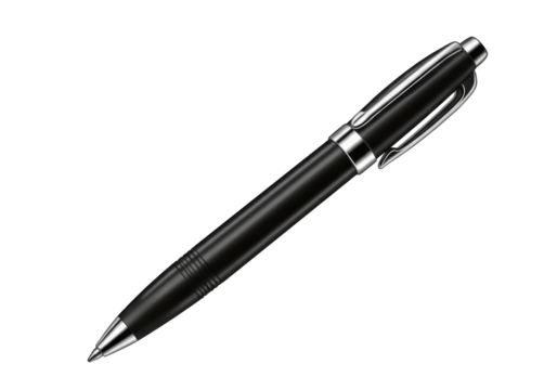 Sleek black pen lying on a smooth surface, ideal for writing notes or signing documents
