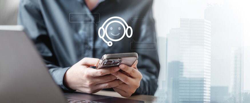 Live chat customer support. Online assistance support. Customer service concept. Help technology.