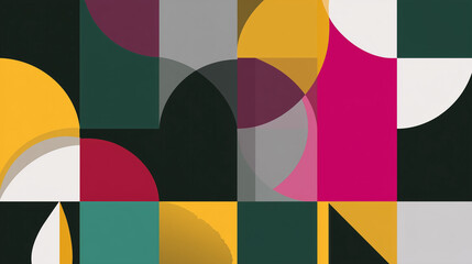 Geometric Circle Composition with Flat Colors