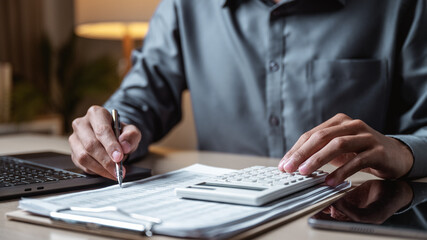 Using calculator calculating budget. Finance calculating tax. Money cost planning. accounting...