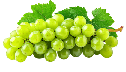 Fresh green grapes bunch grape fruit healthy eating food nutrition on transparent background