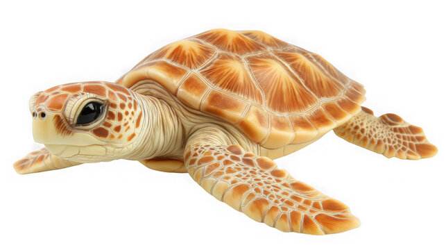 Small sea turtle crawling isolated on transparent background