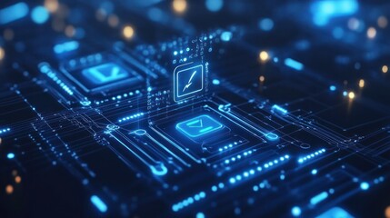 Obraz premium Futuristic digital circuit board illustration conveying technology innovation