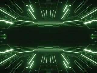 Futuristic Green Circuitry Tunnel technology