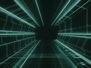 Futuristic Tron Style Tunnel cyberspace digital